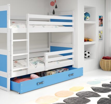 BMS group Detská poschodová posteľ RICO, 200 FARBA KONŠTRUKCIE: Biela, DOPLNKOVÁ FARBA: Modrá