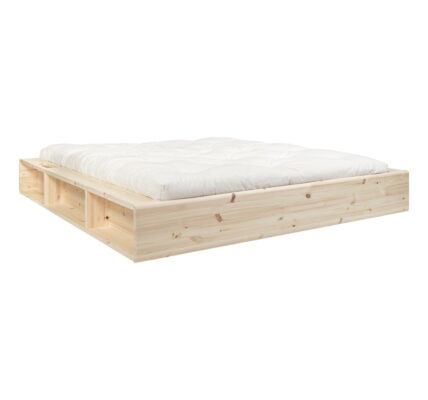 Dvojlôžková posteľ z masívneho dreva s úložným priestorom a futonom Double Latex Karup Design, 180 x 200 cm