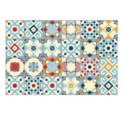 Sada 24 samolepiek na stenu Ambiance Azulejos Rano, 10 × 10 cm