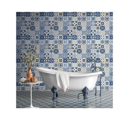 Sada 60 nástenných samolepiek Ambiance Azulejos Nelia, 10 × 10 cm