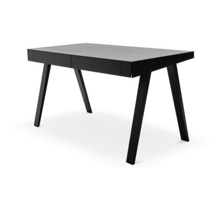 Čierny písací stôl s nohami z jaseňového dreva EMKO, 140 x 70 cm