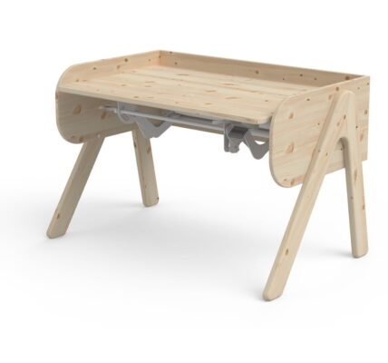 Detský písací stôl z borovicového dreva s nastaviteľnou výškou Flexa Woody