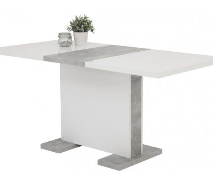 Jedálenský stôl Tamara 120×80 cm, biely lesk/šedý betón