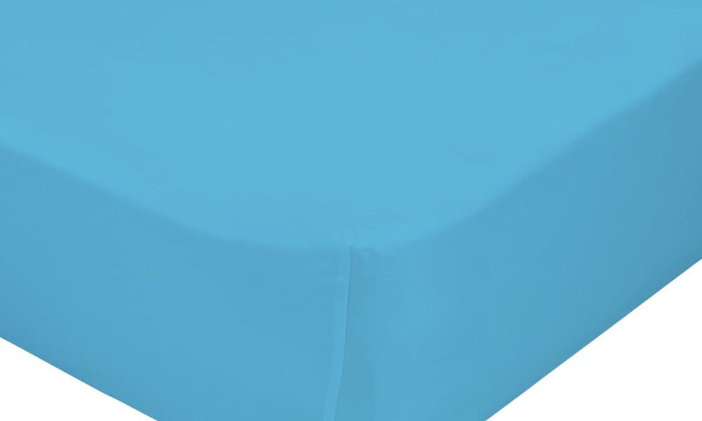 Tyrkysovomodrá elastická plachta z čistej bavlny Happy Friday Basic, 90 x 200 cm