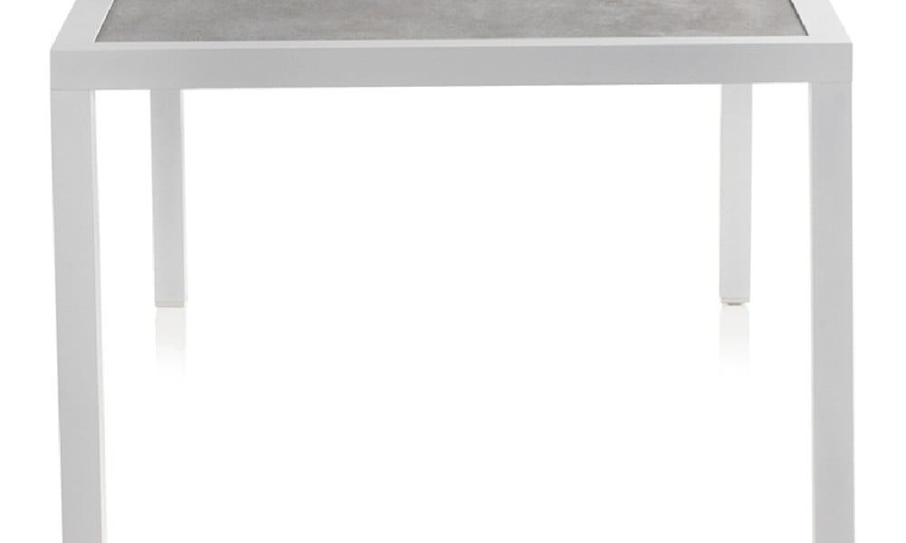 Biely záhradný stôl s keramickou doskou Geese Chiara, 100 × 160 cm