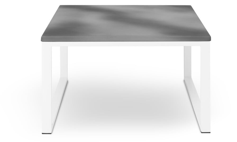 Sivý exteriérový stôl v betónovom dekore a v bielom ráme Calme Jardin Nicea, dĺžka 70 cm
