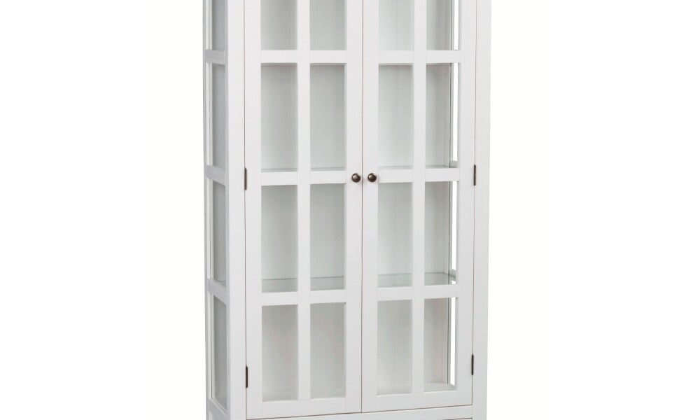 Biela drevená vitrína Rowico Nottingham, výška 195 cm