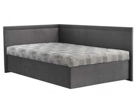 Rohová posteľ Travis ľavá120×200, šedá látka
