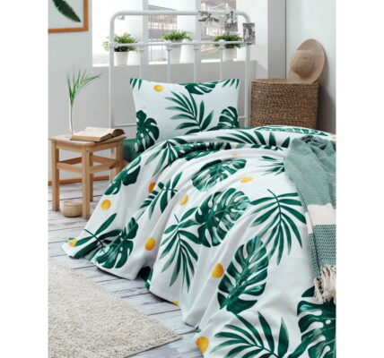 Bavlnená prikrývka cez posteľ Muniro Jungle, 160 × 235 cm