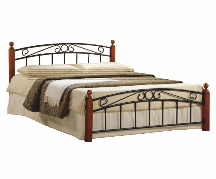 Tempo Kondela Manželská posteľ, čerešňa/čierny kov, 180×200, DOLORES