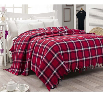 Ľahká bavlnená prikrývka cez posteľ Iskoc Red, 200 × 240 cm