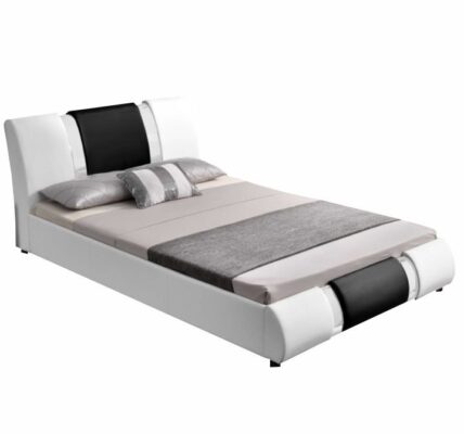 Tempo Kondela Moderná posteľ, biela/čierna, 160×200, LUXOR