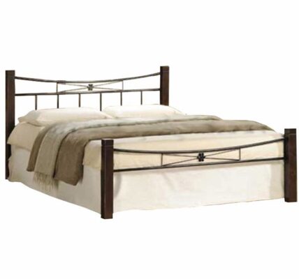 Tempo Kondela Manželská posteľ, drevo orech/čierny kov, 160×200, PAULA