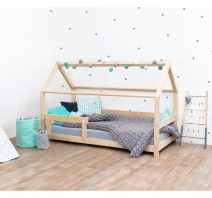 Prírodná detská posteľ s bočnicami zo smrekového dreva Benlemi Tery, 90 × 160 cm