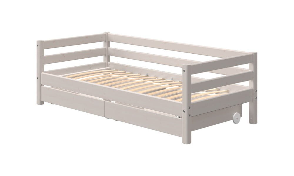 Sivá detská posteľ z borovicového dreva s prídavným výsuvným lôžkom Flexa Classic