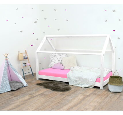 Biela detská posteľ bez bočníc zo smrekového dreva Benlemi Tery, 90 × 200 cm