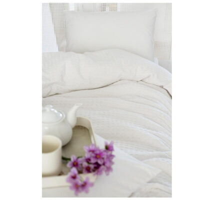 Biela bavlnená prikrývka cez posteľ na dvojlôžko Pure, 200 × 240 cm