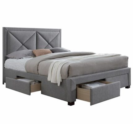 Tempo Kondela Luxusná posteľ s úložným priestorom, látka sivý melír, 180×200, XADRA