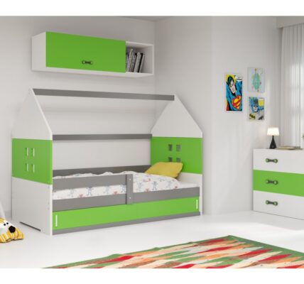 BMS group Detská posteľ domček DOMI 1 s úložným priestorom FARBA: Grafit, DOPLNKOVÁ FARBA: Zelená