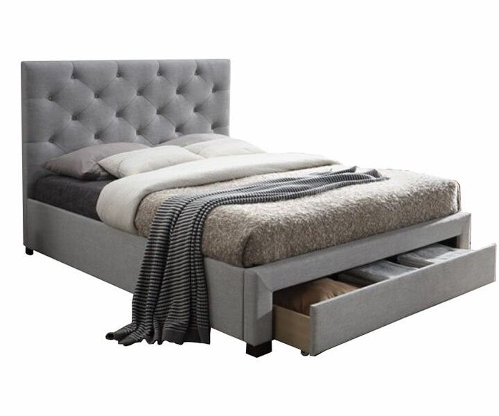 Tempo Kondela Moderná posteľ s úložným priestorom, sivá látka, 160×200, SANTOLA