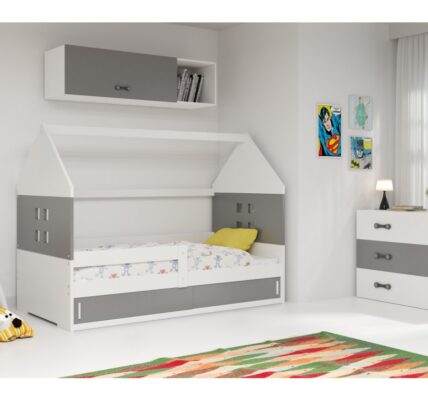 BMS group Detská posteľ domček DOMI 1 s úložným priestorom FARBA: Biela, DOPLNKOVÁ FARBA: Grafit