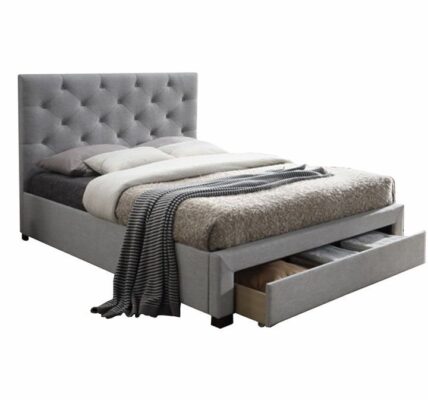 Tempo Kondela Moderná posteľ s úložným priestorom, sivá látka, 180×200, SANTOLA