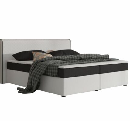 Tempo Kondela Komfortná posteľ, čierna látka/biela ekokoža, 160×200, NOVARA MEGAKOMFORT