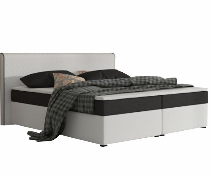 Tempo Kondela Komfortná posteľ, čierna látka/biela ekokoža, 160×200, NOVARA MEGAKOMFORT VISCO