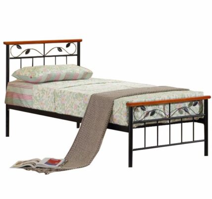 Tempo Kondela posteľ s lamelovým roštom, drevo čerešňa / kov, 90×200, MORENA