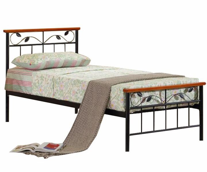 Tempo Kondela posteľ s lamelovým roštom, drevo čerešňa / kov, 90×200, MORENA