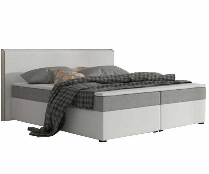 Tempo Kondela Komfortná posteľ, sivá látka/biela ekokoža, 180×200, NOVARA MEGAKOMFORT