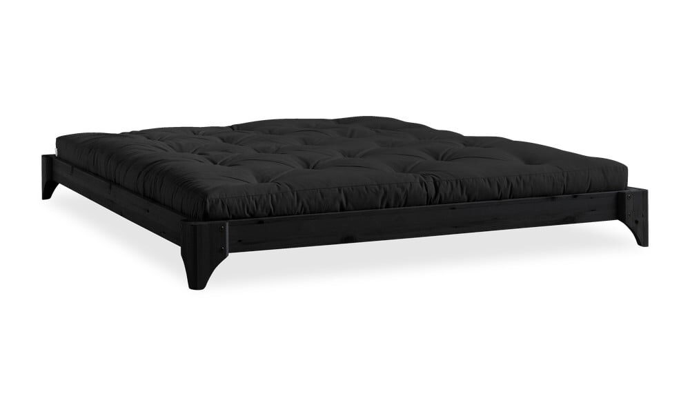 Čierna posteľ z borovicového dreva Karup Design Elan, 140 × 200 cm