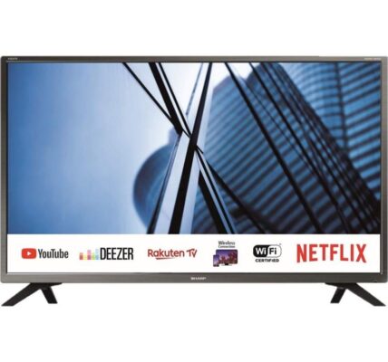 Televízor Sharp 32BC2E čierna… TV s rozlišením HD ready (1366×768), úhlopříčka 81 cm, DVB-C/S2/T/T2 (H.265) – certifikováno ČRa, Wi-Fi, Smart TV – i