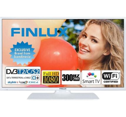 Televízor Finlux 32FWC5760 biela… TV s rozlišením Full HD (1920×1080), úhlopříčka 82 cm, DVB-C/S2/T2 (H.265) – certifikováno ČRa, Wi-Fi, Smart TV –