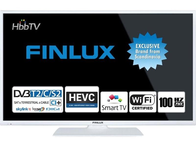 Televízor Finlux 24FWD5660 biela… TV s rozlišením HD ready (1366×768), úhlopříčka 61 cm, DVB-C/S2/T/T2 (H.265) – certifikováno ČRa, Wi-Fi, Smart TV