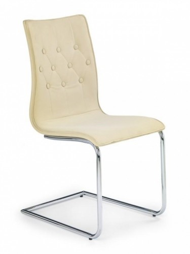 Jedálenská stolička K149 (bežová,chróm.ocel/ekokoža) – II. akosť