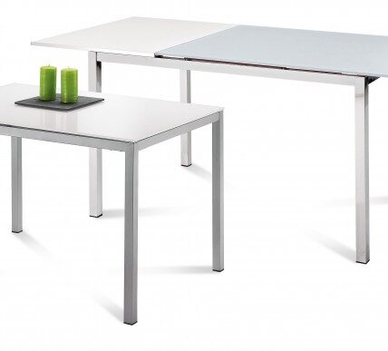 Jedálenský stôl Full (saténový hliník, biela matná) – II. akosť