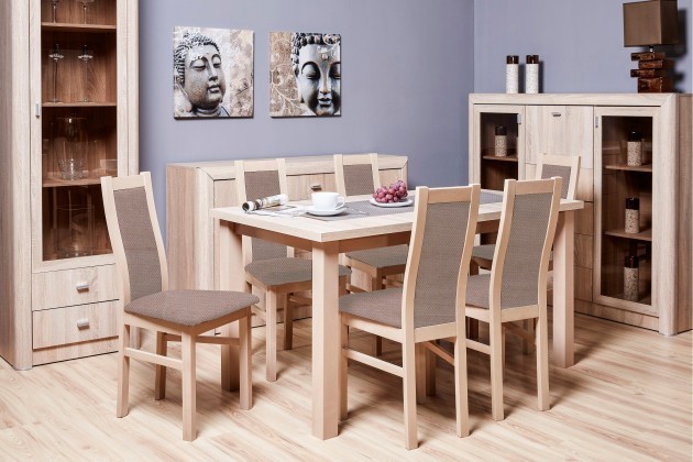 Agáta – Set 6x stolička, 1x stôl + rozklad (sonoma/madryt 126)