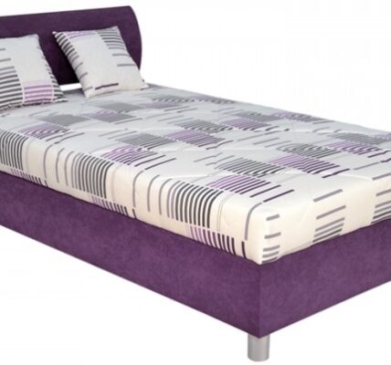 Čalúnená posteľ George 120×200, fialová, vrátane matraca a úp