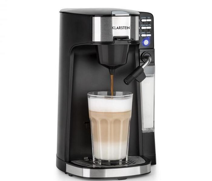Kávovar Klarstein Baristomat… 2v1 plně automatický kávovar: káva, čaj, mléčná pěna. 6 programů.