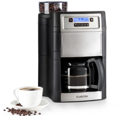 Kávovar Klarstein Aromatica II strieborn… LCD displej, mlýnek na zrnkovou kávu, časovač, skleněná konvice.