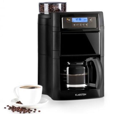 Kávovar Klarstein Aromatica II čierny… LCD displej, mlýnek na zrnkovou kávu, časovač, skleněná konvice.