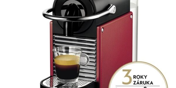 Espresso DeLonghi Nespresso EN124.R červen… Kávovar na kapsle, tlak 19bar, rychlé nahřátí již za 25 s.