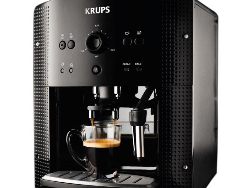 Espresso Krups EA810B Essential (423645… Plně automatický kávovar, kompatní rozměry, nastavení teploty a stupně hrubosti mletí kávových zrn.snadné o