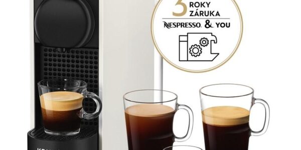 Espresso Krups Nespresso Essenza Plus XN510110 biele… Kávovar na kapsle tlak 19bar, 4 programovatelné volby kávy, automatické vypnutí.