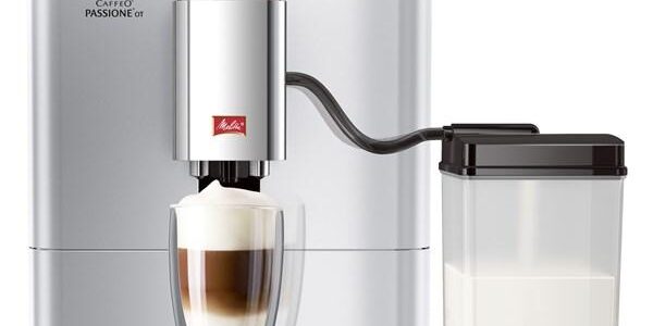 Espresso Melitta Passione One Touch Stříbrné strieborn… Plně automatický kávovar, vyjímatelný mléčný systém s externí nádobou na mléko, barevný TFT