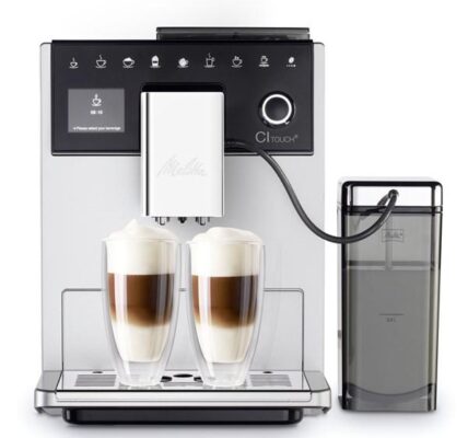 Espresso Melitta CI Touch Stříbrné strieborn… Plně automatický kávovar, vyjímatelný mléčný systém s externí nádobou na mléko, dvoukomorový zásobník