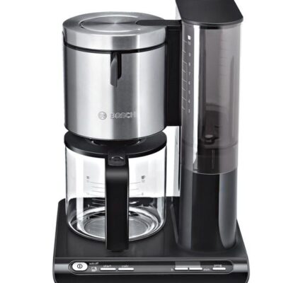 Kávovar Bosch Styline TKA8633 čierny/nerez… 10 šálků, příkon 1160 W, funkce drip stop, regulace a udržování teploty, systém pro optimální aroma.