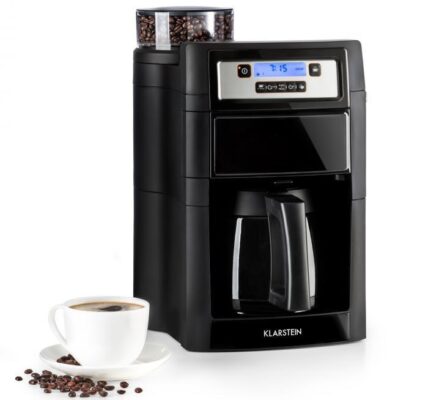 Kávovar Klarstein Aromatica II Thermo čierny… LCD displej, mlýnek na zrnkovou kávu, časovač, filtr podle vlastního výběru: možné použití s papírovým