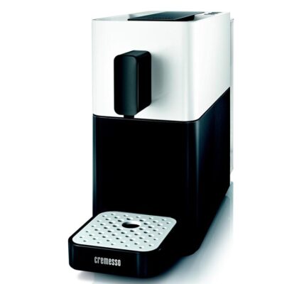 Espresso Cremesso Easy Shell white / Midnight black… Tlak 19 barů, funkce preinfuze, výškově nastavitelná odkapávací mřížka.